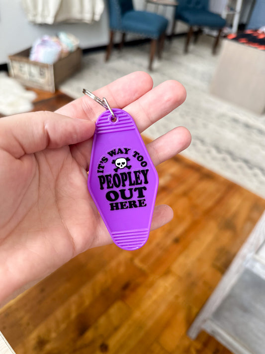 It's Too Peopley Keychain - purple