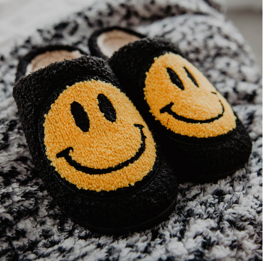 Happy Face Slippers (Black) M/L
