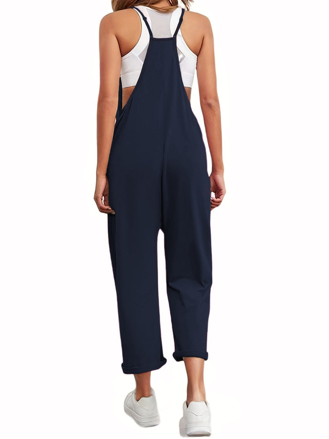 Full Size Spaghetti Strap Straight Leg Jumpsuit with Pockets