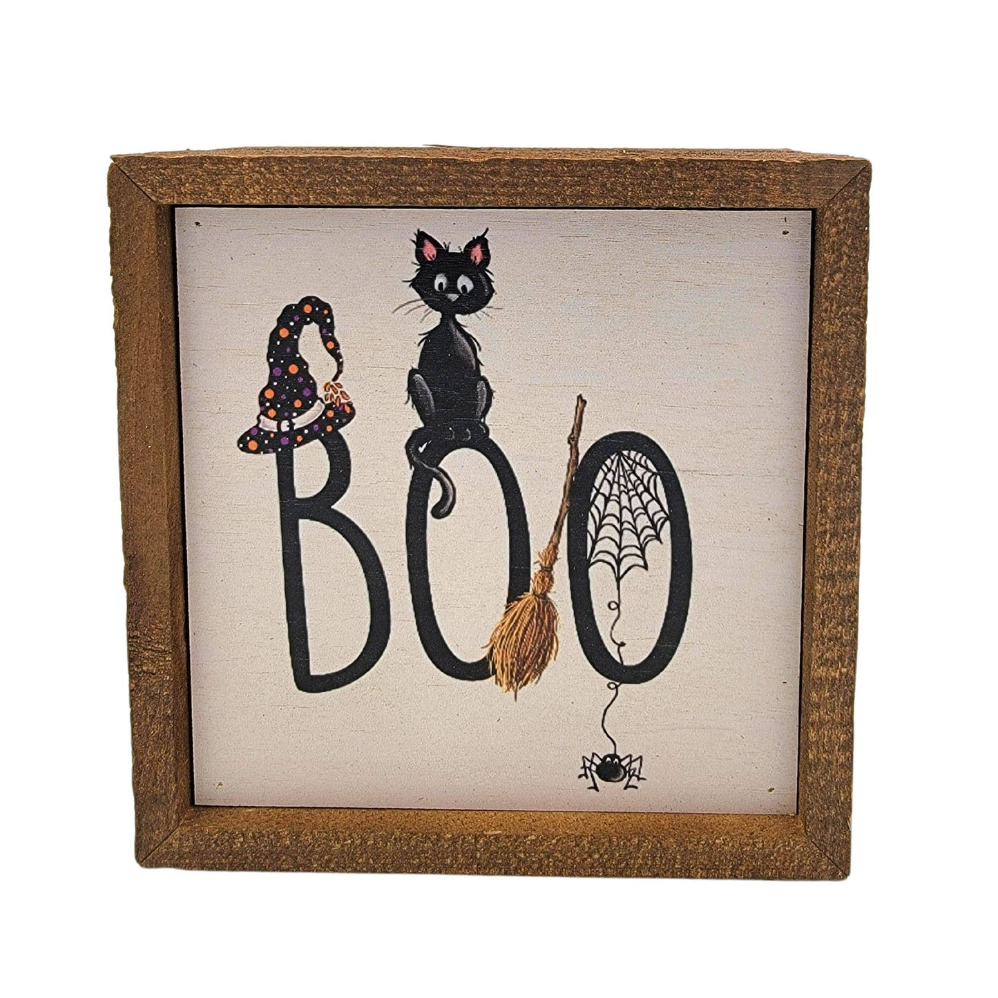 6x6 Black Cat Boo Halloween decorations - Fall Decor